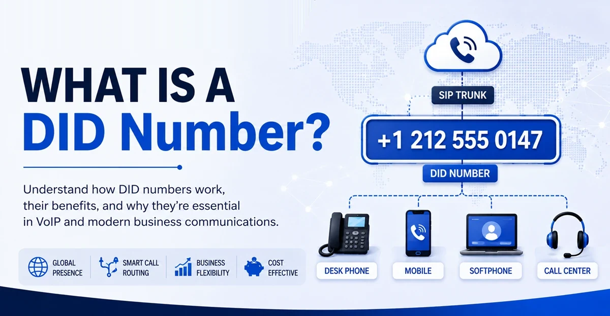 What is a DID number – a DID number routed over a SIP trunk to a desk phone, mobile, softphone and call center
